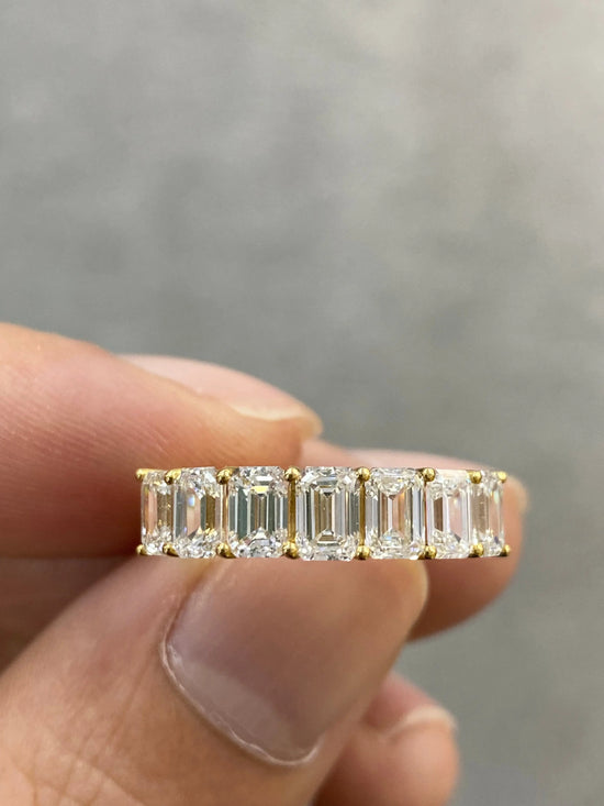 2.3tcw Emerald Cut Lab Diamond 1/3 Eternity Band, Certified