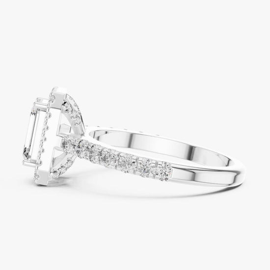 Amanda - Emerald Cut Certified Lab Diamond with Halo and Pave Band
