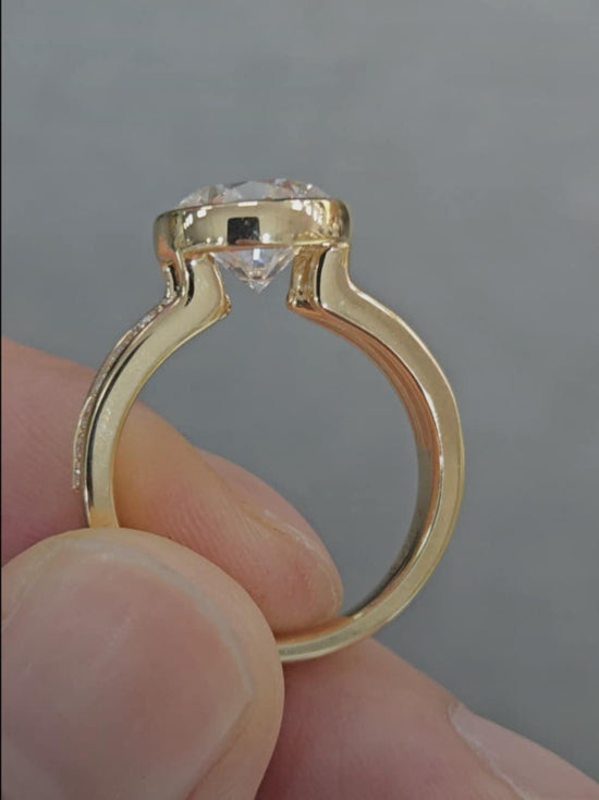 3.5tcw Round Bezel Set Certified Lab Diamond Ring