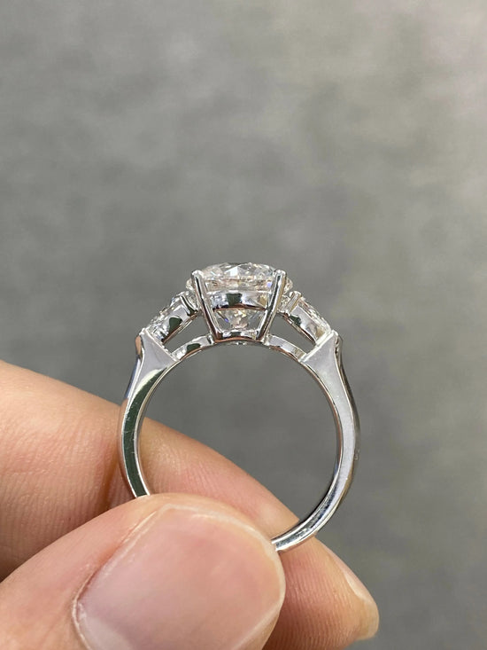 3.5tcw Round Cut Certified Three-Stone Lab Diamond Ring