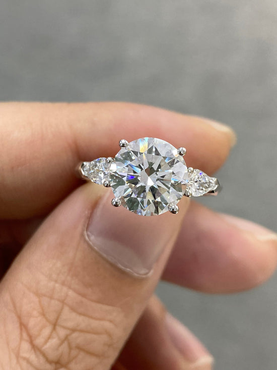 3.5tcw Round Cut Certified Three-Stone Lab Diamond Ring