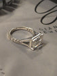 5.2tcw Emerald Cut Lab Diamond, Split Shank, Pave Band, Horizontal Set Certified Ring
