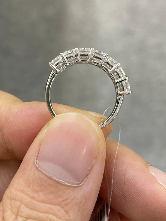 2.3tcw Emerald Cut Lab Diamond 1/3 Eternity Band, Certified
