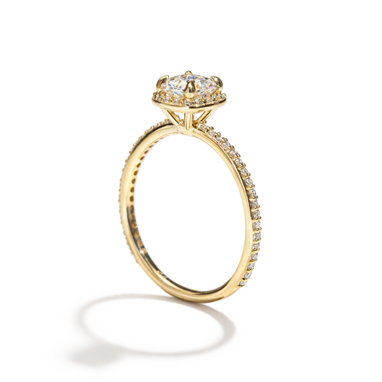 Rachel - Solitaire with Halo and Pave Band