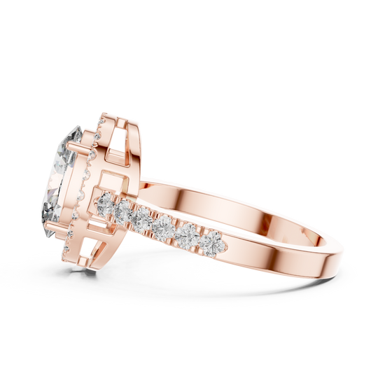 Sara - Solitaire with Halo and Pave Band