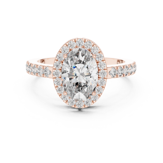 Sara - Solitaire with Halo and Pave Band