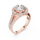 Angie - Solitaire with Halo and Split Shank Pave Band