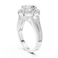 Angie - Solitaire with Halo and Split Shank Pave Band