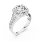 Angie - Solitaire with Halo and Split Shank Pave Band