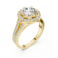 Angie - Solitaire with Halo and Split Shank Pave Band