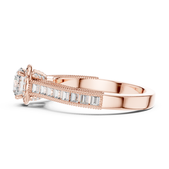 Marla - Antique Solitaire with Halo and Accent Stones