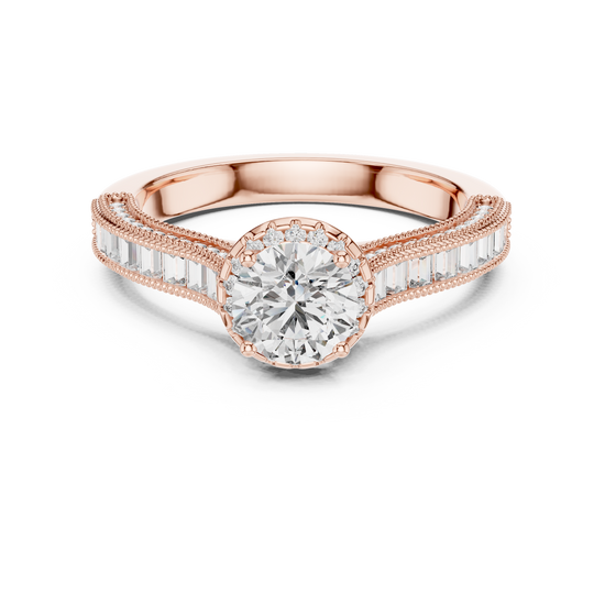 Marla - Antique Solitaire with Halo and Accent Stones