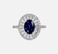 1.5ct Certified Oval Natural Sapphire with Art Deco Halo & Pave Band