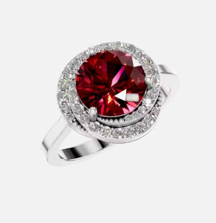 2.5ct Certified Round Natural Ruby Solitaire with Spiral Halo