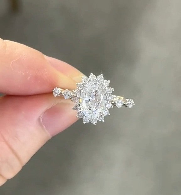 1.7tcw Oval with Halo & Band Accents Certified Ring