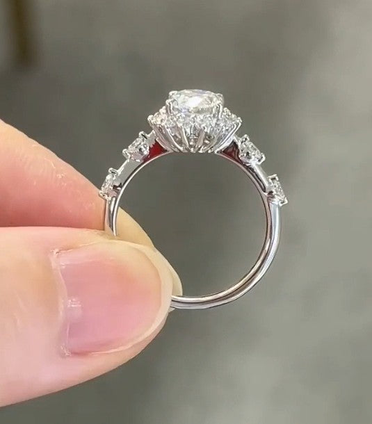 1.7tcw Oval with Halo & Band Accents Certified Ring