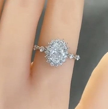 1.7tcw Oval with Halo & Band Accents Certified Ring