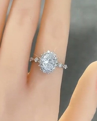 1.7tcw Oval with Halo & Band Accents Certified Ring