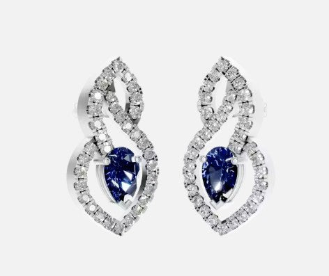 3ct Certified Pear Natural Sapphire IGI Certified Earrings