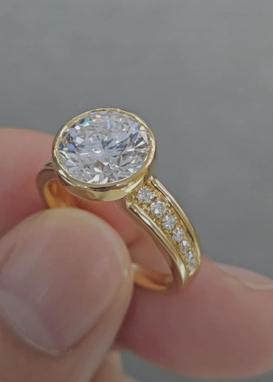 3.5tcw Round Bezel Set Certified Lab Diamond Ring