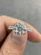 3.7tcw Round Lab Grown, Double Prong, Cathedral French Pave Certified Engagement Ring