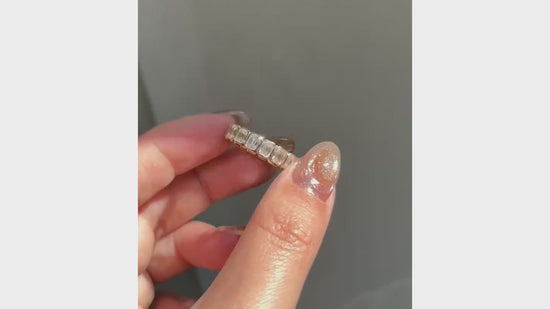 4.1tcw Emerald Cut Bezel Set Certified Full Eternity Band