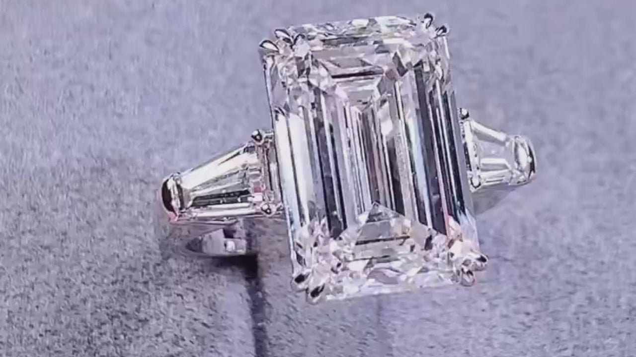 11tcw Emerald Cut Three-Stone Lab Diamond, IGI Certified