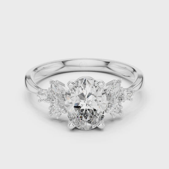 Everly - Oval Certified Lab Diamond with Marquise Accent Stones