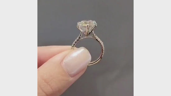 5.3tcw Round Cut Certified Lab Diamond, 6 prong with Luxury Band