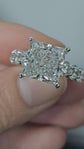 9tcw Princess Cut Crushed Ice Cathedral Certified Engagement Ring