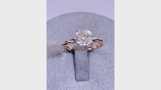 1.75tcw Cushion Cut Certified Twisted Band Solitaire